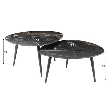BelaLuz Moderne Hotel Chique salontafel Polaris 2 set organisch