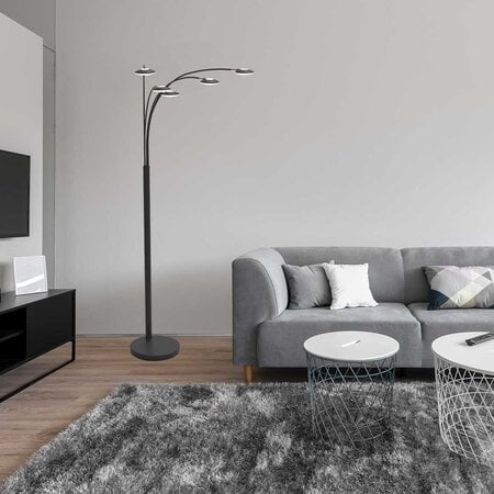 Steinhauer Design industrieel vloerlamp Synna 5-lichts zwart