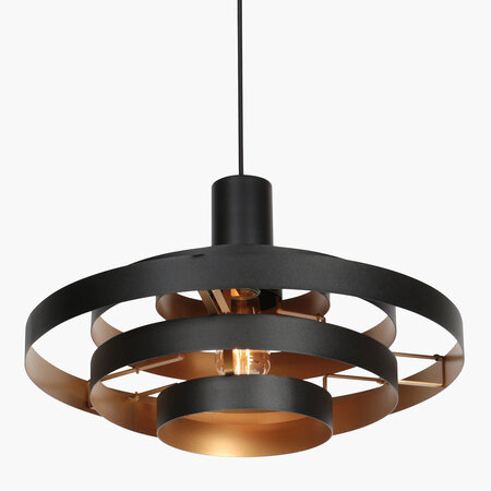 Steinhauer Retro hotel chique hanglamp Halo Cirque 1-lichts zwart goud