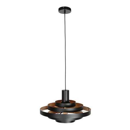 Steinhauer Retro hotel chique hanglamp Halo Cirque 1-lichts zwart goud