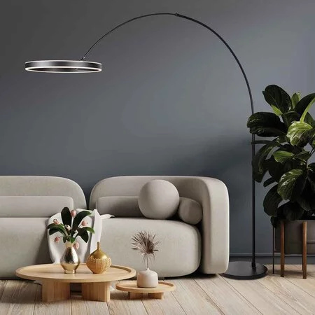 Steinhauer Modern Scandinavisch vloerlamp Ringlux 1-lichts zwart