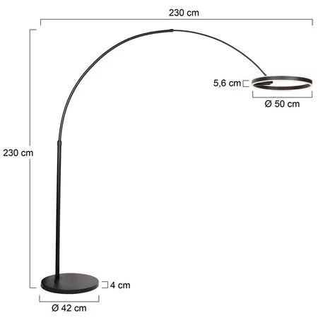 Steinhauer Modern Scandinavisch vloerlamp Ringlux 1-lichts zwart