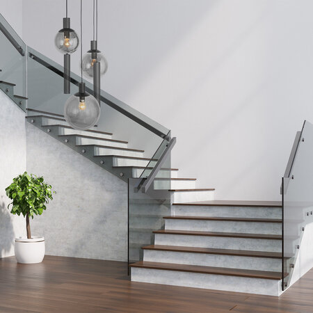 Steinhauer Hotel Chique hanglamp Bollique 5-lichts getrapt koker met smoke glas