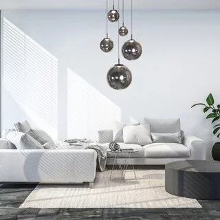 Hanglamp Bollique 5-lichts led glasbol smoke