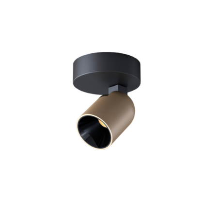 Artdelight Moderne opbouwspot Houston 1-lichts zwart champagne