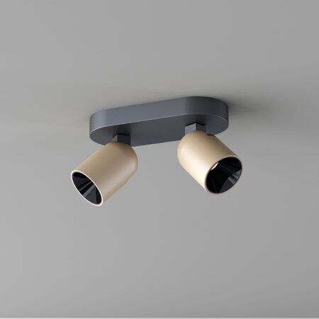 Artdelight Modern Scandinavische opbouwspot Houston 2-lichts zwart champagne