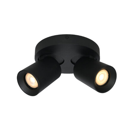 Artdelight Modern Industriële opbouwspot Megano 2-lichts rond zwart