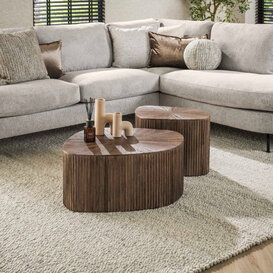 Salontafel Maya 2 set XL driehoek teak