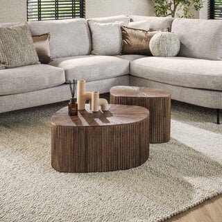 Salontafel Maya 2 set XL driehoek teak