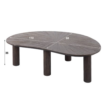 BelaLuz Moderne salontafel Maya 110 cm niervormig teak