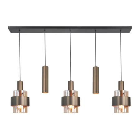 Highlight Modern Hotel chique hanglamp Marrone 5-lichts brons