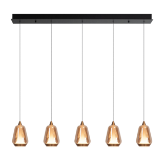 Hanglamp Tromba 5 lichts amber