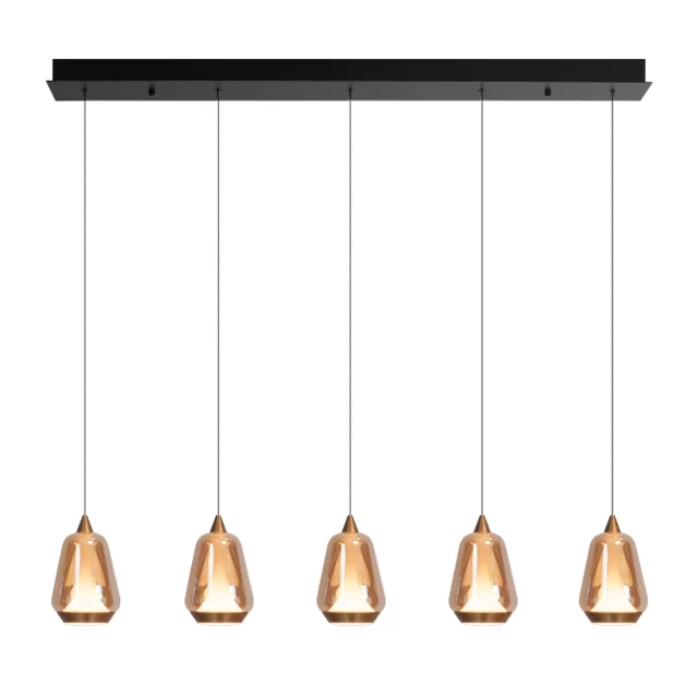 Hanglamp Tromba 5 lichts amber