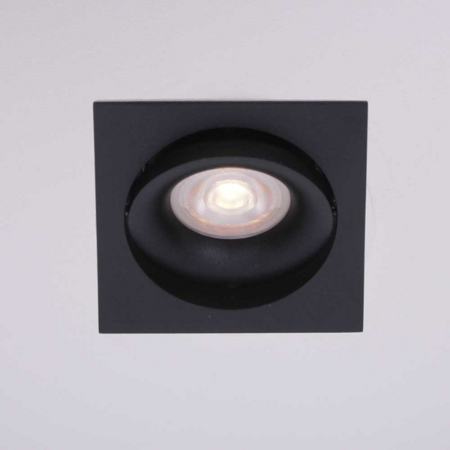 Artdelight Modern Industriële inbouwspot Alice 1-lichts zwart vierkant