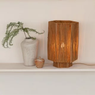 Tafellamp Panama 1-lichts large raffia bruin