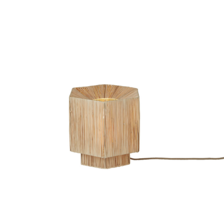 GOOD & MOJO Landelijke Ibiza tafellamp Panama 1-lichts raffia naturel