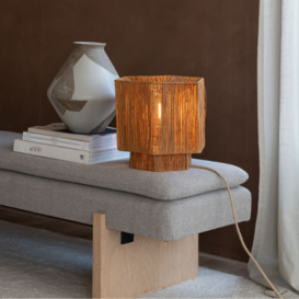 Tafellamp Panama 1-lichts raffia bruin