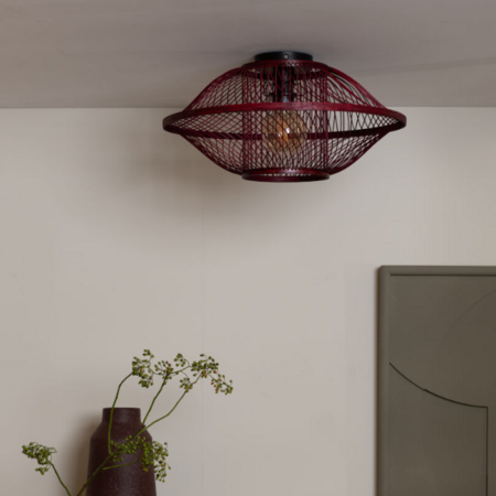 GOOD & MOJO Moderne Bohemian plafondlamp Maui 1-lichts Ø50 cm burgundy