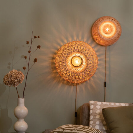 GOOD & MOJO Landelijke Ibiza stijl wandlamp Barbados 1-lichts naturel