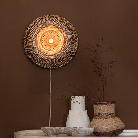 GOOD & MOJO Landelijke Ibiza stijl wandlamp Barbados 1-lichts naturel bruin