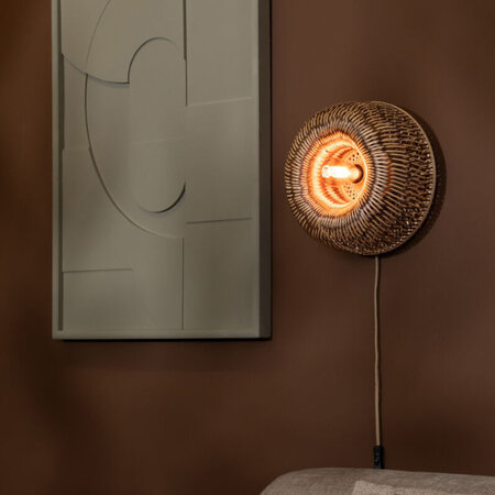 GOOD & MOJO Landelijke Ibiza stijl wandlamp Barbados 1-lichts naturel bruin