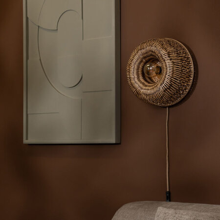 GOOD & MOJO Landelijke Ibiza stijl wandlamp Barbados 1-lichts naturel bruin