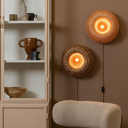 GOOD & MOJO Landelijke Ibiza stijl wandlamp Barbados 1-lichts naturel bruin