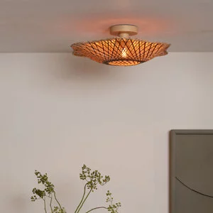GOOD & MOJO Landelijk Ibiza plafondlamp Madura 1-lichts Ø44 cm naturel bruin