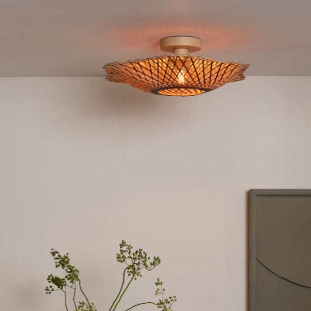 Plafondlamp Madura 1-lichts naturel bruin Ø44 cm