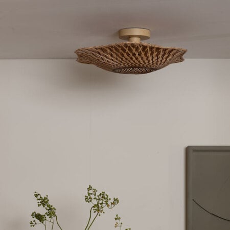 GOOD & MOJO Landelijk Ibiza plafondlamp Madura 1-lichts Ø44 cm naturel bruin