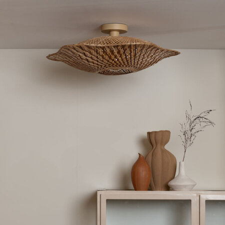 GOOD & MOJO Landelijk Ibiza plafondlamp Madura 1-lichts Ø60 cm naturel bruin