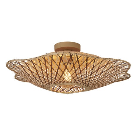 GOOD & MOJO Landelijk Ibiza plafondlamp Madura 1-lichts Ø60 cm naturel bruin