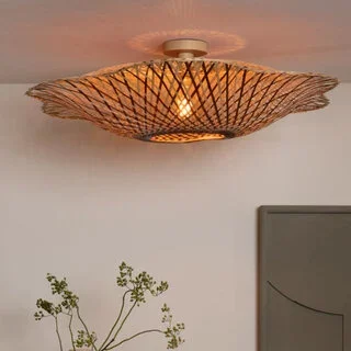 Plafondlamp Madura 1-lichts naturel bruin Ø87 cm