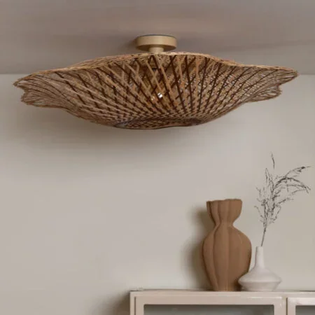 GOOD & MOJO Landelijk Ibiza plafondlamp Madura 1-lichts Ø87 cm naturel bruin