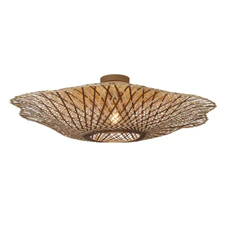 GOOD & MOJO Landelijk Ibiza plafondlamp Madura 1-lichts Ø87 cm naturel bruin
