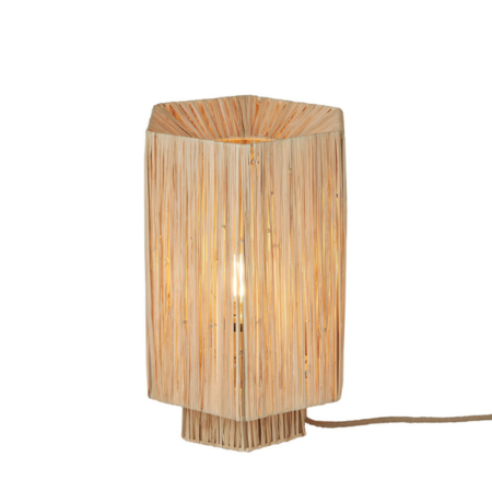 GOOD & MOJO Landelijke Ibiza stijl tafellamp Panama 1-lichts raffia naturel large