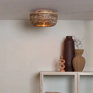Plafondlamp Barbados 1-lichts naturel bruin