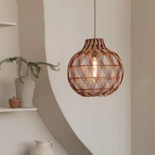 Hanglamp Mendoza 1-lichts naturel burgundy