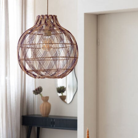GOOD & MOJO Bohemian moderne hanglamp Mendoza 1-lichts naturel burgundy