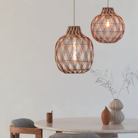 GOOD & MOJO Bohemian moderne hanglamp Mendoza 1-lichts naturel burgundy