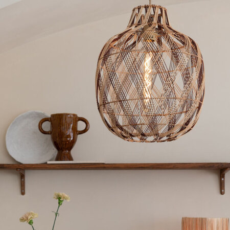 GOOD & MOJO Bohemian moderne hanglamp Mendoza large 1-lichts naturel burgundy