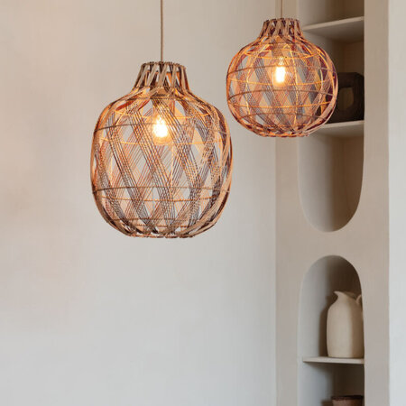 GOOD & MOJO Bohemian moderne hanglamp Mendoza large 1-lichts naturel burgundy