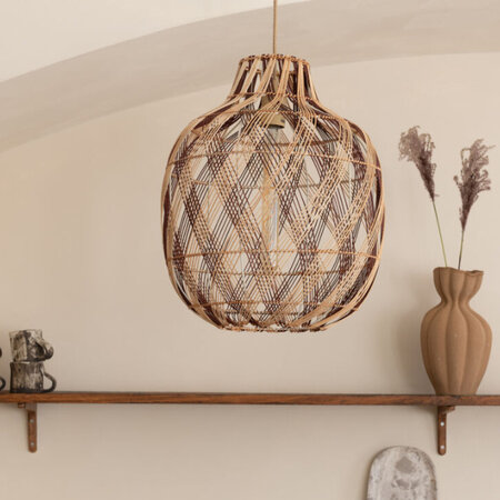 GOOD & MOJO Bohemian moderne hanglamp Mendoza large 1-lichts naturel burgundy
