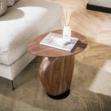 BelaLuz Modern Japandi bijzettafel Zen mat bruin massief acaciahout