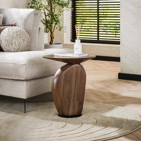 BelaLuz Modern Japandi bijzettafel Zen mat bruin massief acaciahout