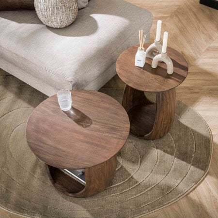 BelaLuz Moderne Japandi bijzettafel Zen small mat bruin acaciahout