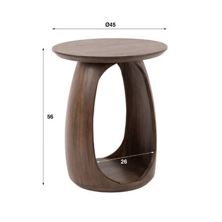 BelaLuz Moderne Japandi bijzettafel Zen small mat bruin acaciahout