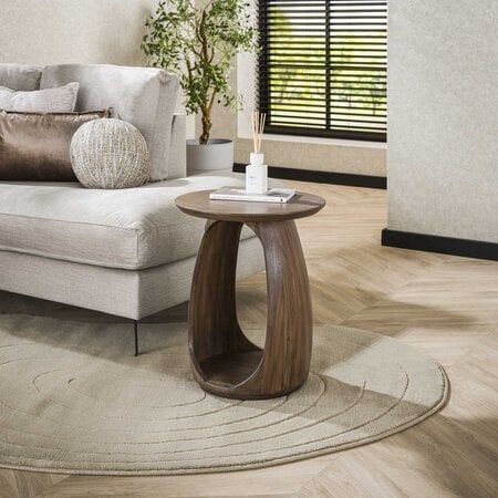 BelaLuz Moderne Japandi bijzettafel Zen small mat bruin acaciahout