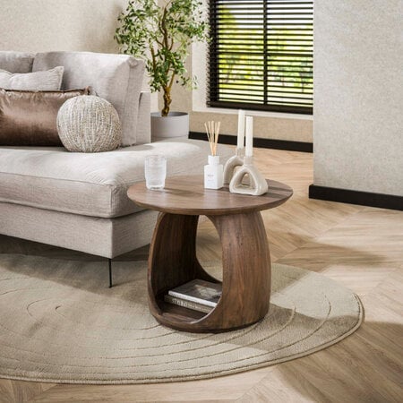 BelaLuz Moderne Japandi bijzettafel Zen large mat bruin acaciahout