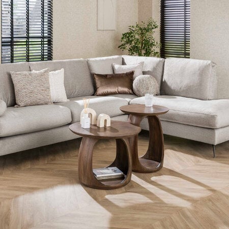 BelaLuz Moderne Japandi bijzettafel Zen large mat bruin acaciahout